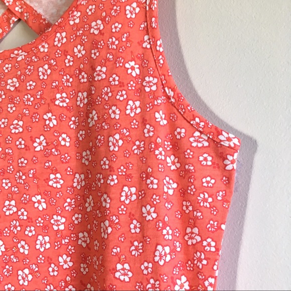 Coral Pink Floral Pattern Fit & Flare Summer Dress - Picture 4 of 7